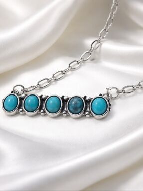New! Turquoise, Semi Stone,  Bar Necklace